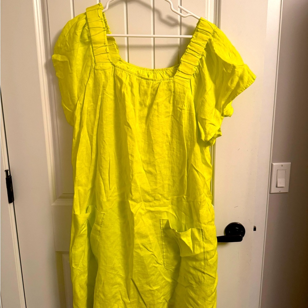 Brand new florescent green linen dress perfect for summer and beach holiday